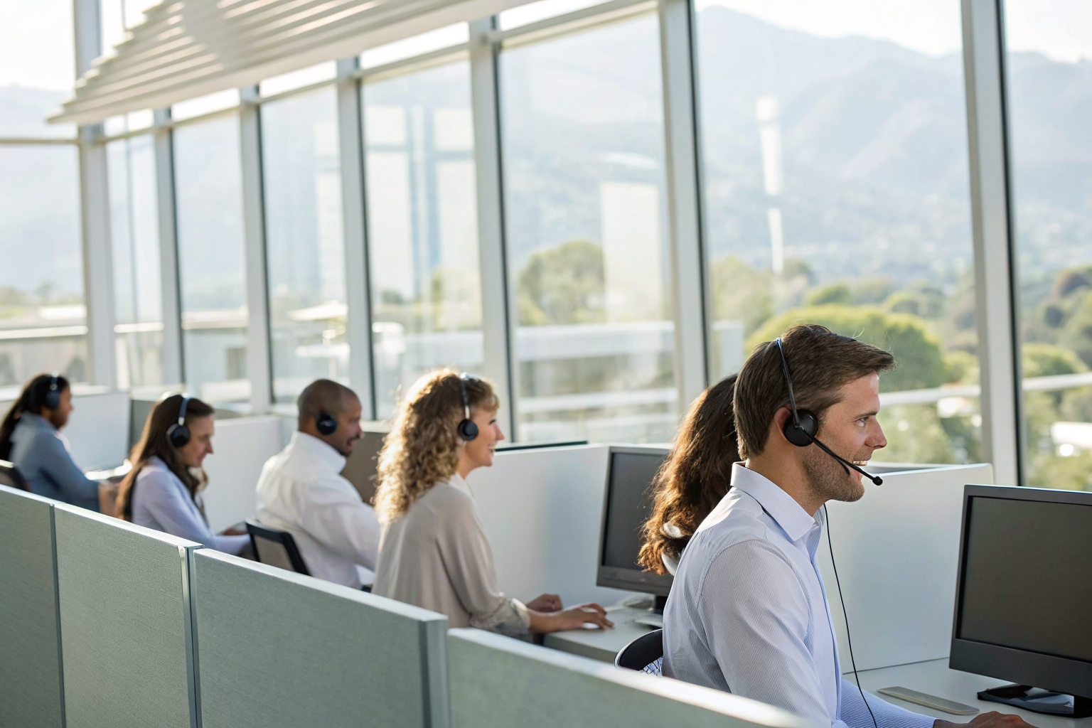 Call center using AI receptionist software in sunny Gilbert.