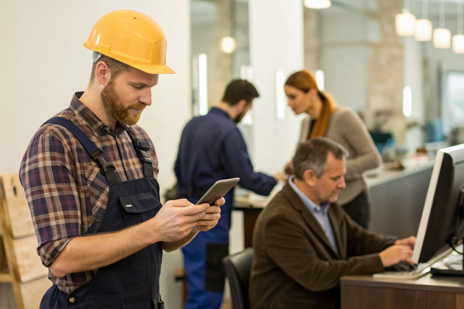 Plumber, salon owner, and dental office managing appointments digitally.