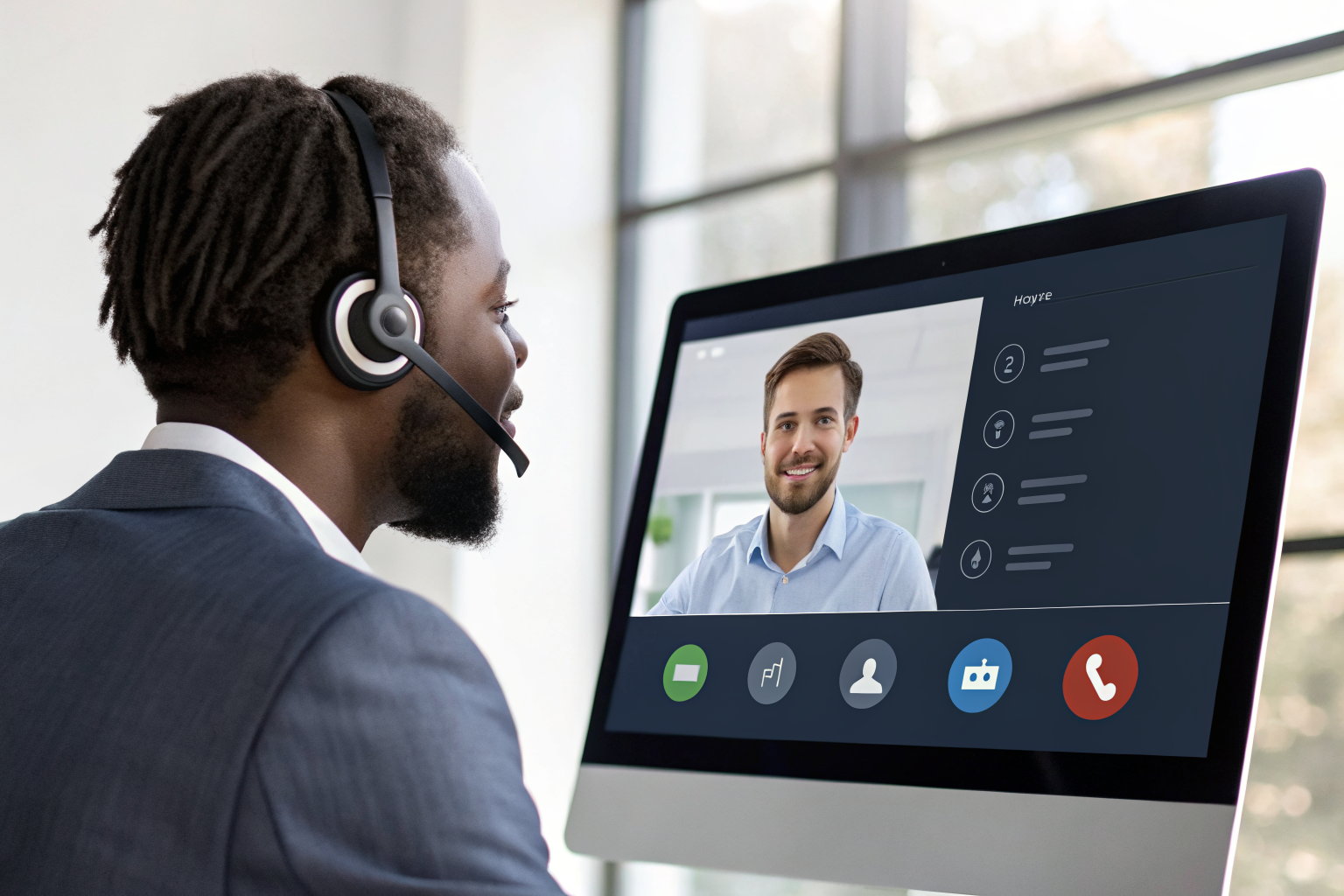 AI answering service interface with call handling options.