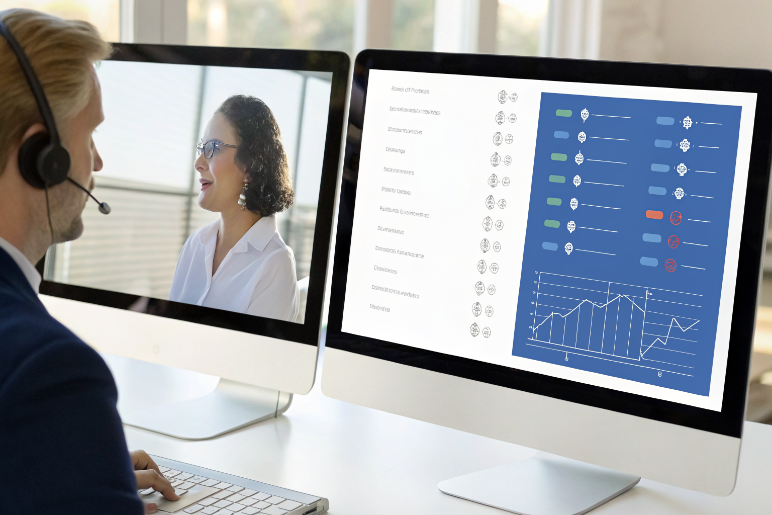 Comparison of AI and traditional answering service screens.