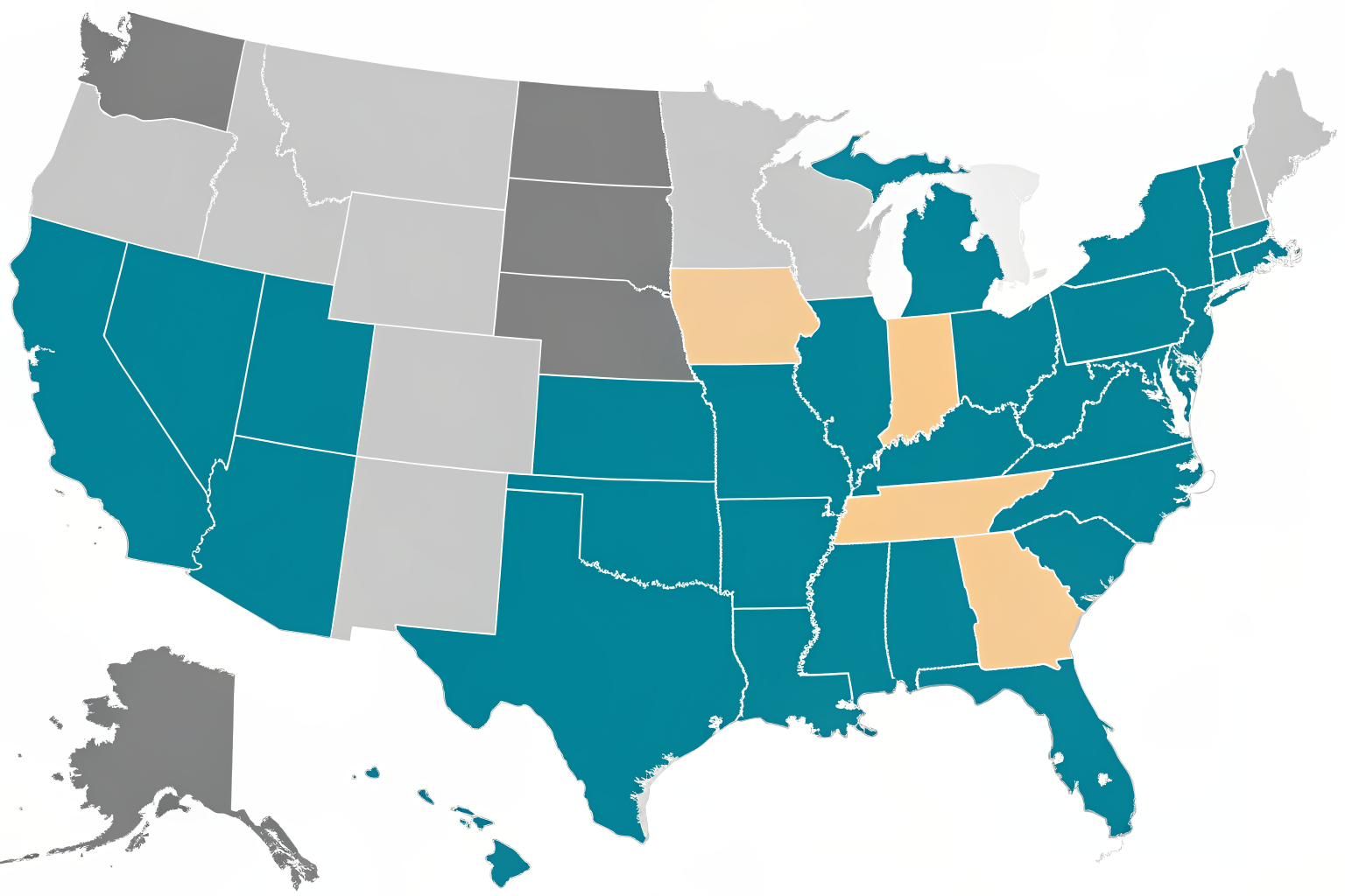 USA map showing state call-recording laws with emphasis.
