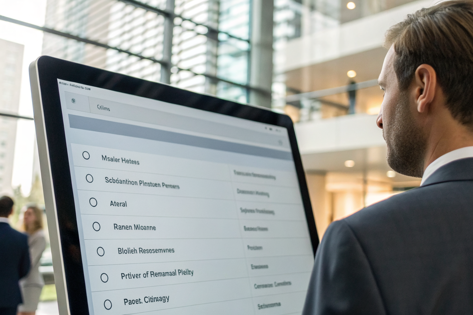 Digital interface with legal intake fields in a tech-savvy office.
