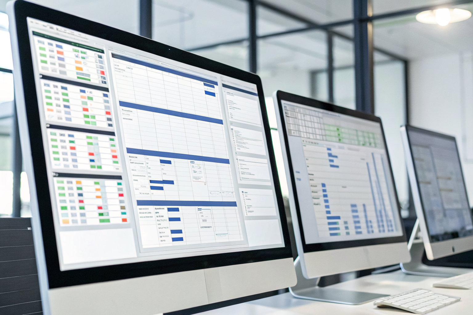 Screens displaying various AI receptionist configuration tasks.