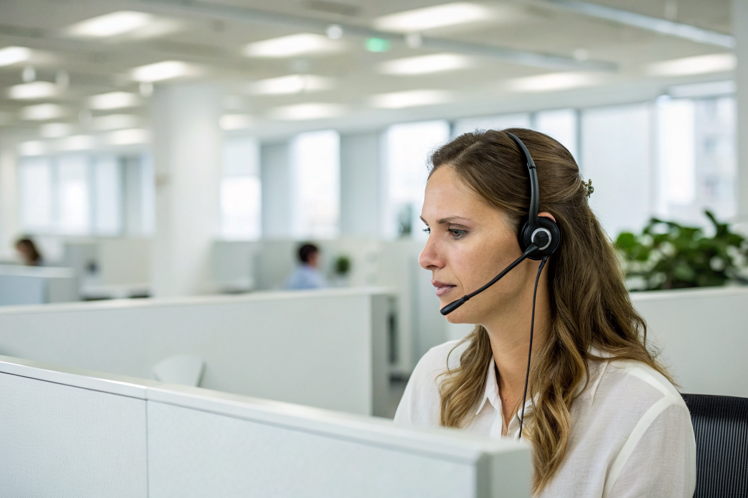 Call center agent receiving an AI-escalated call.