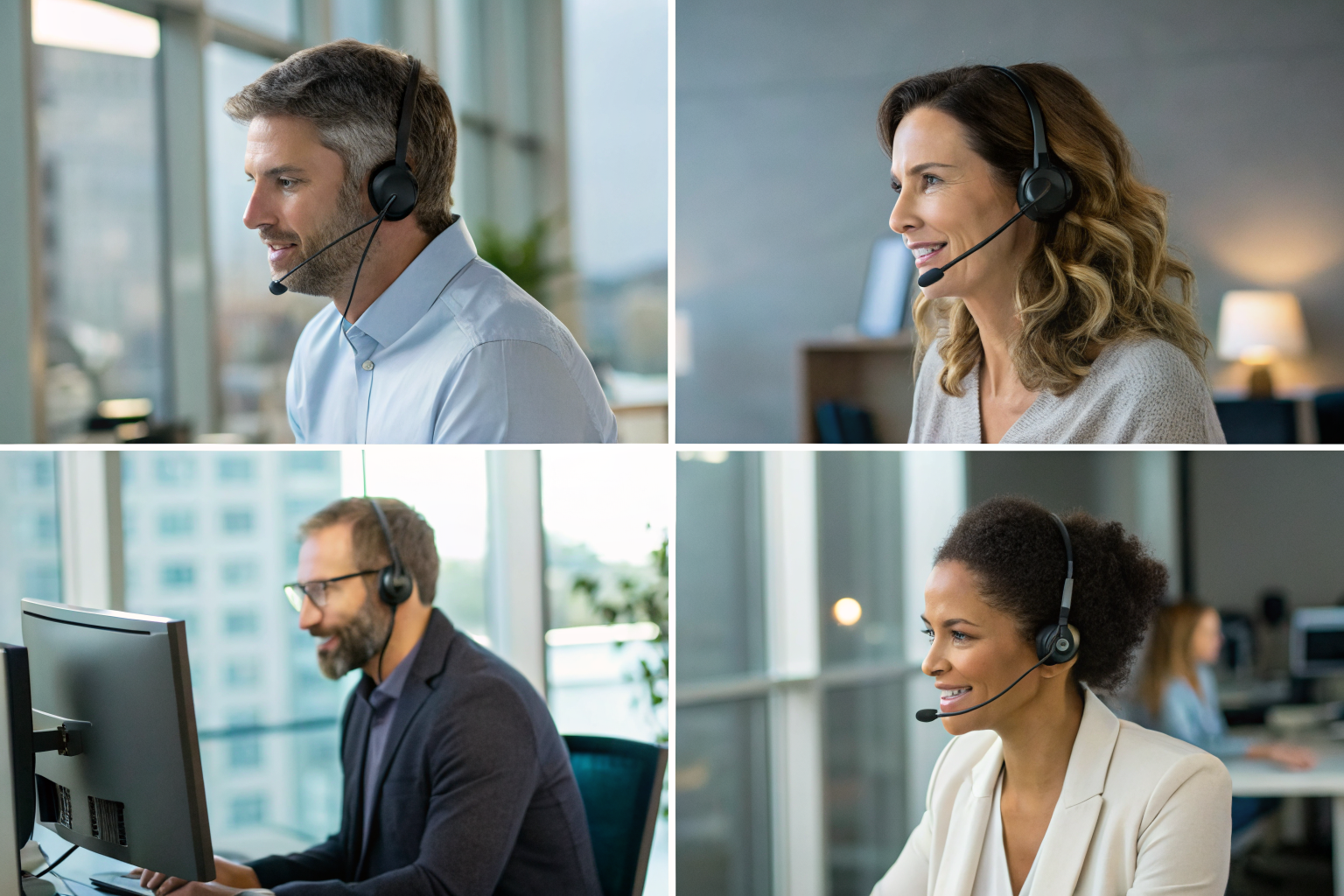 Four offices illustrating different call handling services.
