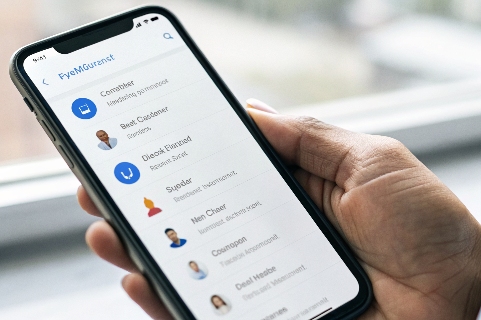 Smartphone screen showing customer contact to appointment booking process.