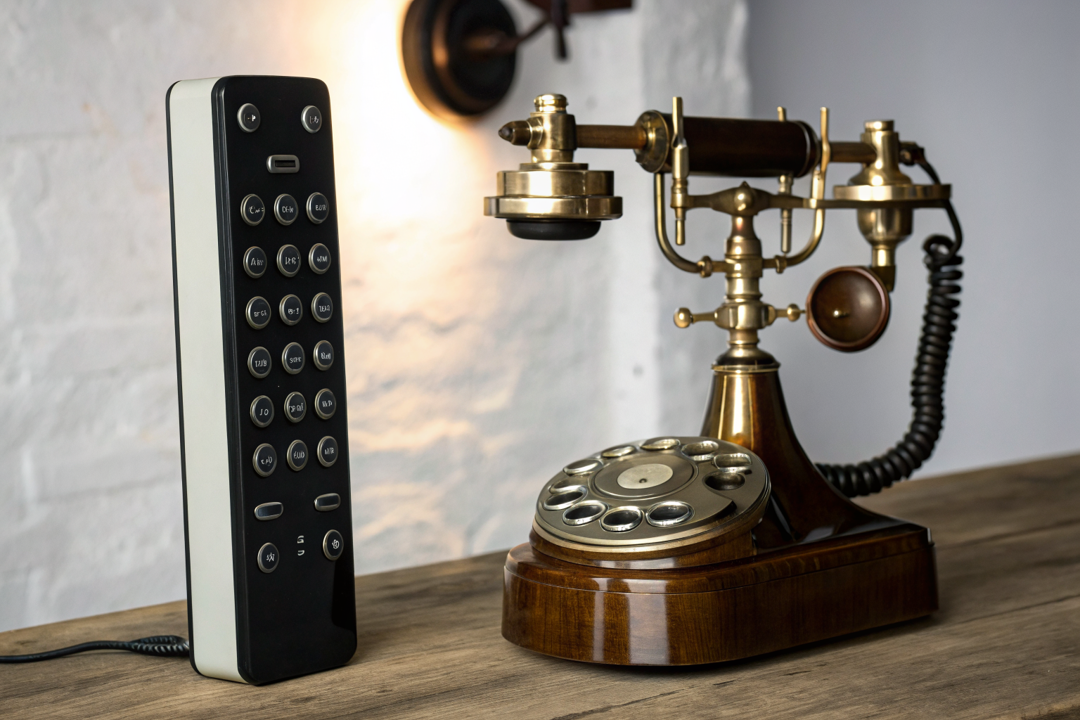 Contrast between old IVR phone tree and modern AI call flow device.