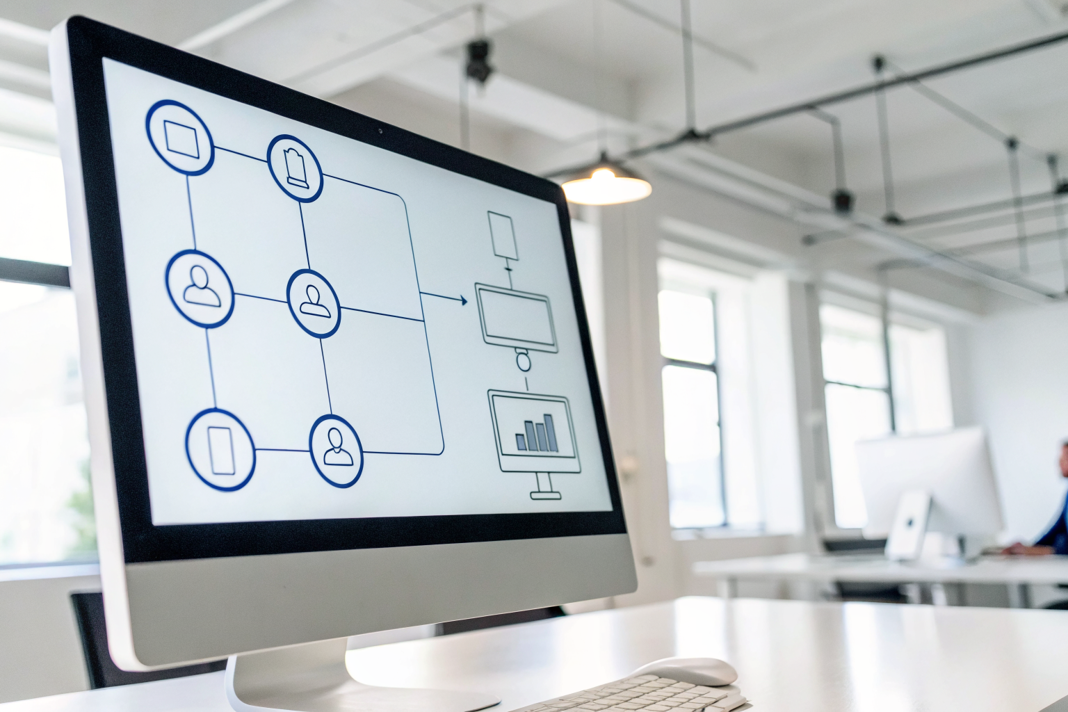Screen with flowchart of five steps in voice AI call handling.