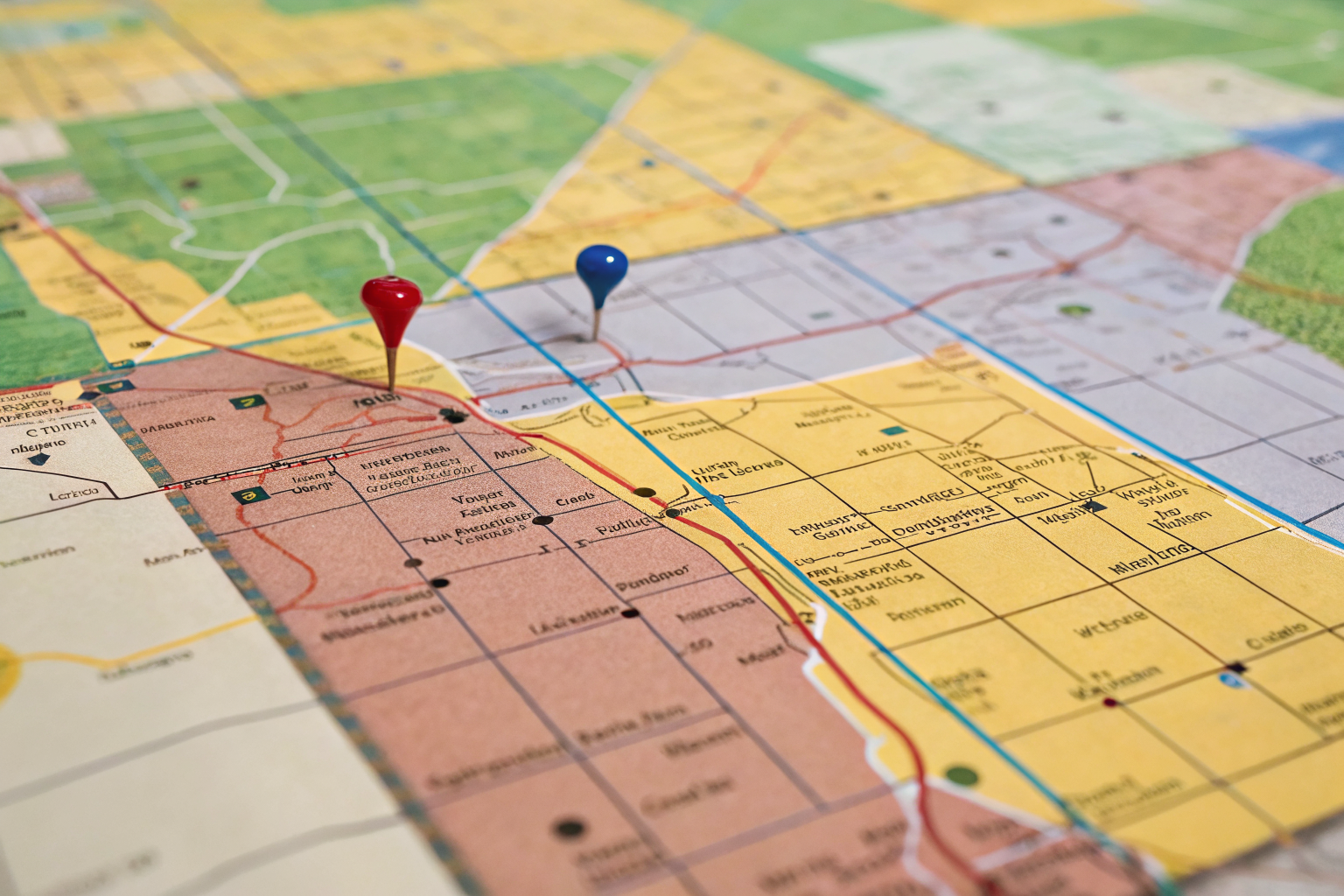 Gilbert city map with service provider markers for neighborhoods.