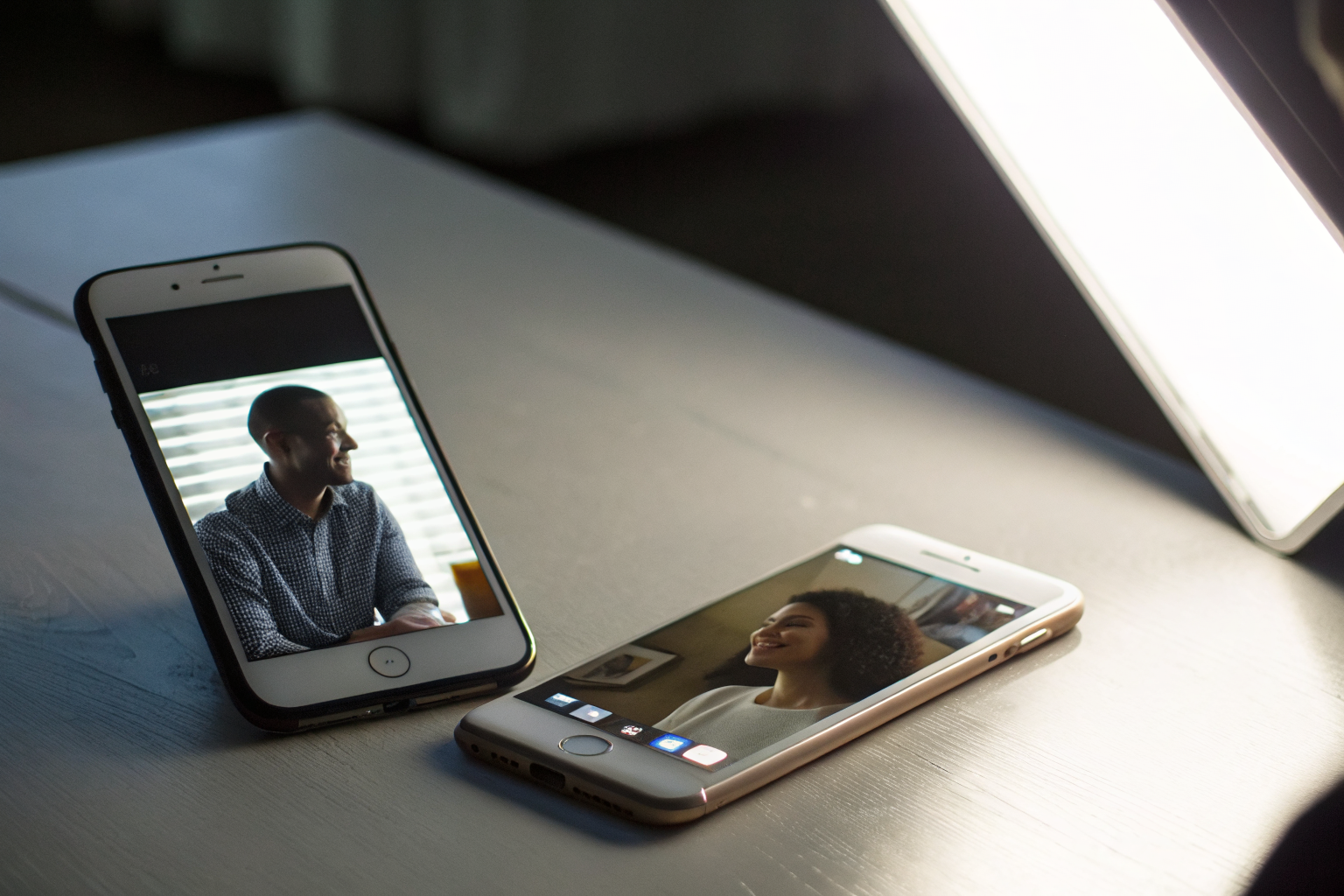 Two smartphones showing static autoresponse and AI conversation.