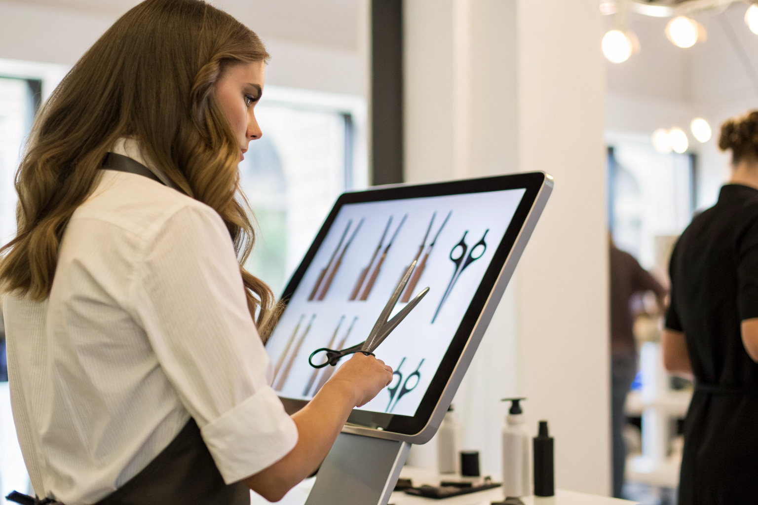 Salon booking system interface showing platform integration.