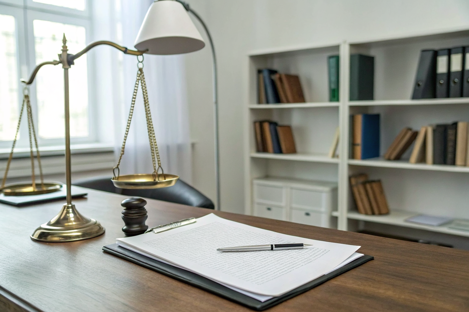 Legal document on desk, highlighted TCPA compliance text, law office