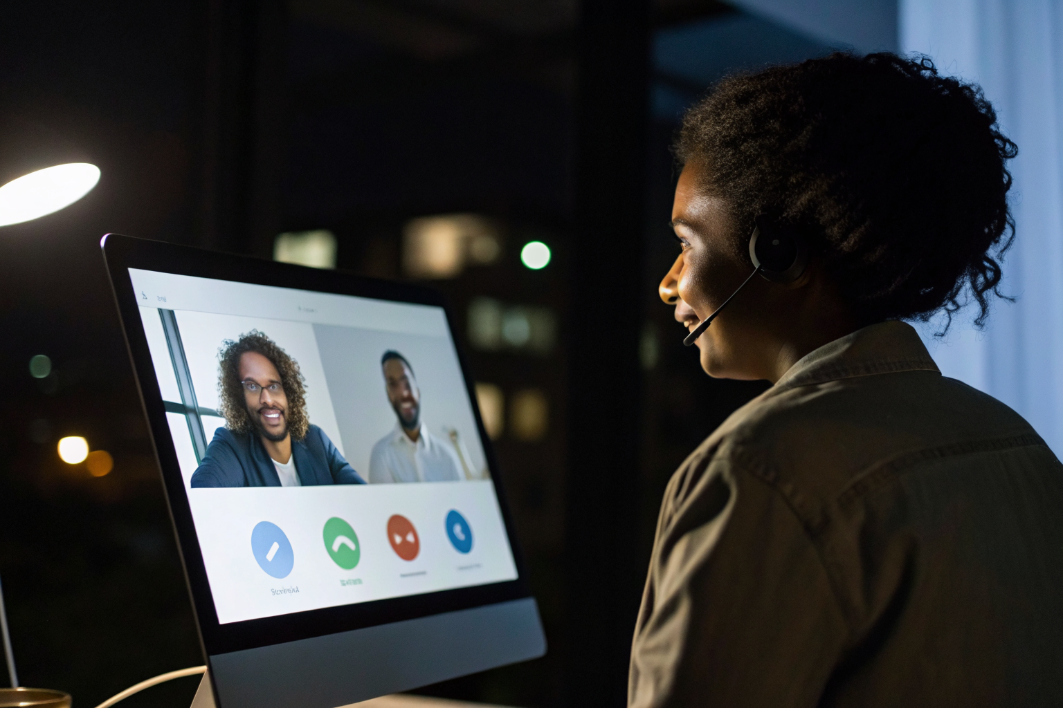 AI answering system screen showing call details at night.